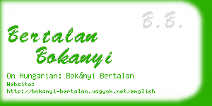 bertalan bokanyi business card