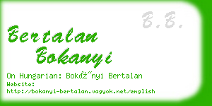 bertalan bokanyi business card